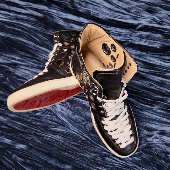 Christian Louboutin, size 40.5 = US9 mens, Black/white/gunmetal